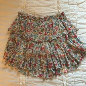 Love shack fancy floral mini skirt